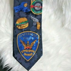 5/$25 Police Officer Necktie Tie Blue Multi Men